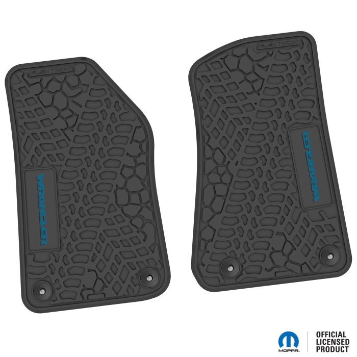 18-24 Jeep JL 2 Dr Front -Tire Tread/Scorched Earth Scene w/ Wrangler Insert - Black w/ Dark Blue Insert