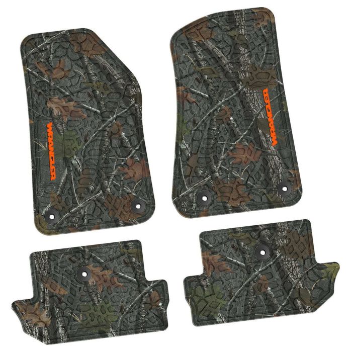 18-24 Jeep JL 2 Dr Front and RearTire Tread/Scorched Earth Scene w/ Wrangler Insert - Rugged Woods w/ Orange insert