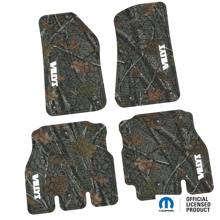 18-24 Jeep JLU 4 Dr Front and Rear -Tire Tread/Scorched Earth Scene w/ Willys Insert - Rugged Woods w/ White insert