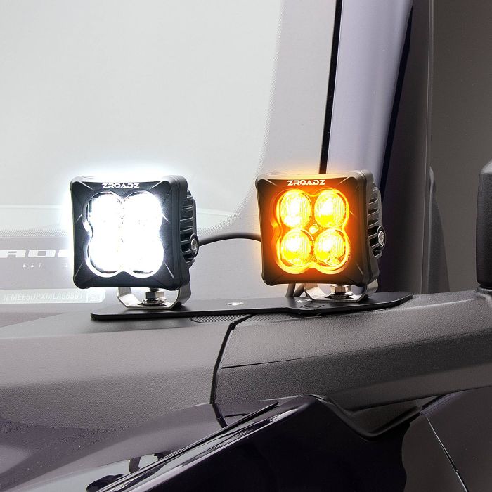2021+ Ford Bronco A-Pillar Mount x2 White, x2 Amber LED Pod Light Kit