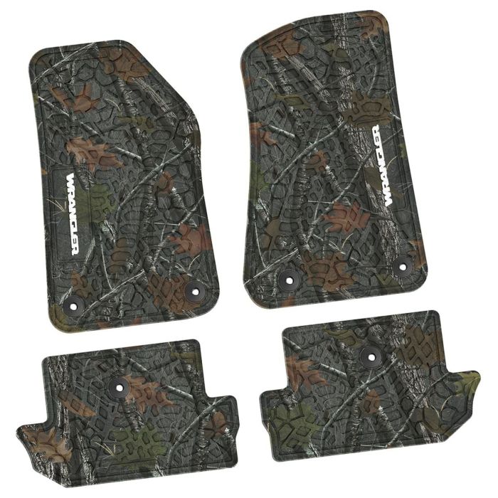 18-24 Jeep JL 2 Dr Front and RearTire Tread/Scorched Earth Scene w/ Wrangler Insert - Rugged Woods w/ White insert