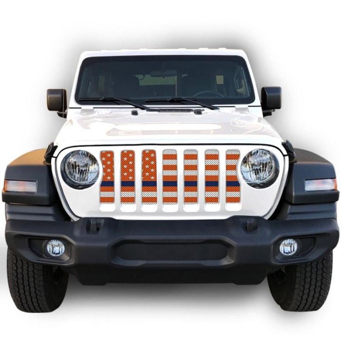 UTS JL WHITE/ORAN BLU LINE GRILLE INSRT WITH TRAIL CAMERA