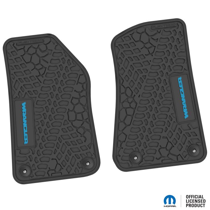 18-24 Jeep JL 2 Dr Front -Tire Tread/Scorched Earth Scene w/ Wrangler Insert - Black w/ Light Blue Insert