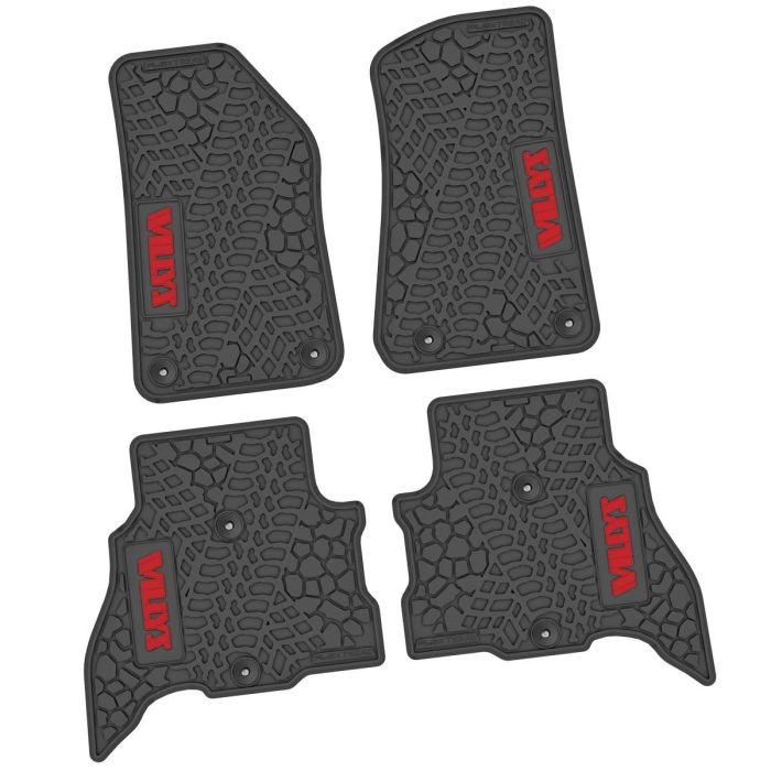 21-24 Jeep 4xe Front and RearTire Tread/Scorched Earth Scene w/ Willys Insert - Black w/ Red Insert
