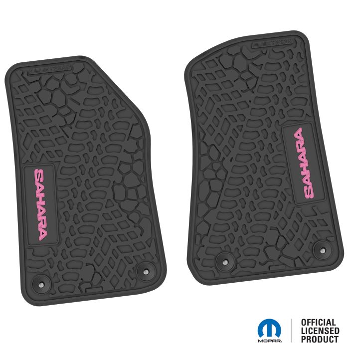 18-24 Jeep JL 2 Dr Front -Tire Tread/Scorched Earth Scene w/ Sahara Insert - Black w/ Pink Insert