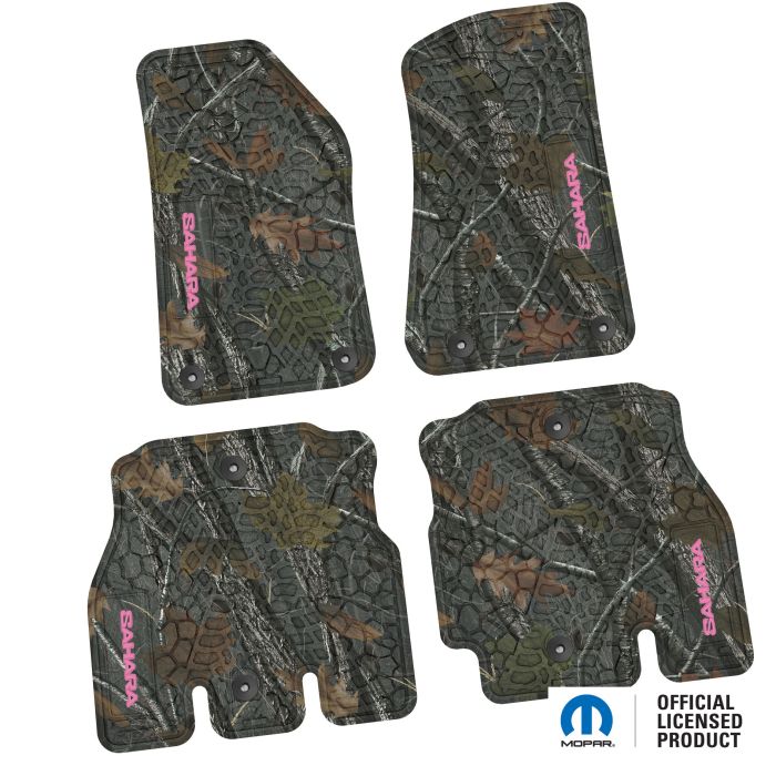 18-24 Jeep JLU 4 Dr Front and Rear -Tire Tread/Scorched Earth Scene w/ Sahara Insert - Rugged Woods w/ Pink insert