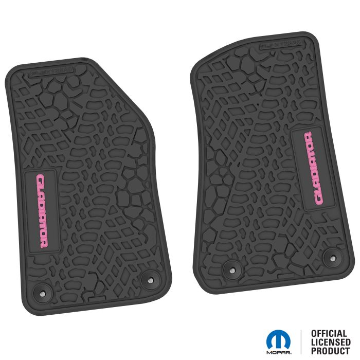 18-24 Jeep JL 2 Dr/Gladiator Front -Tire Tread/Scorched Earth Scene w/ Gladiator Insert - Black w/ Pink Insert