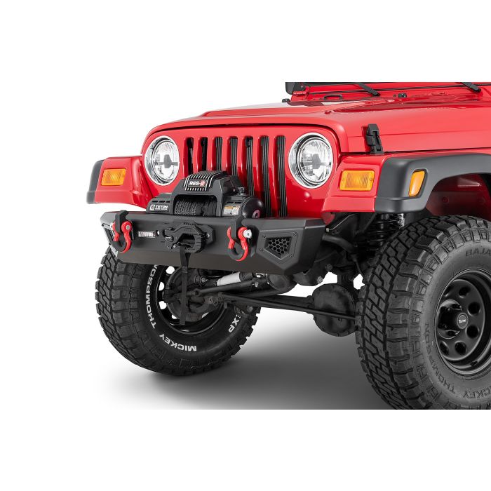 CARNIVORE FRONT STUBBY WIDTH BUMPER for TJ W/RES-Q WINCH 10K WITH SYNTHETIC WINCH CABLE