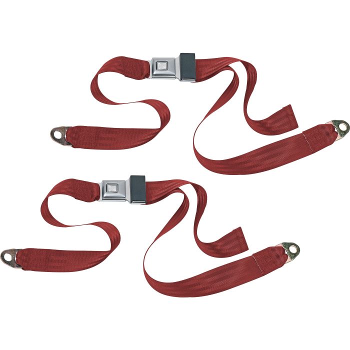 PUSH BUTTON 2PT LAP BELTS-RED