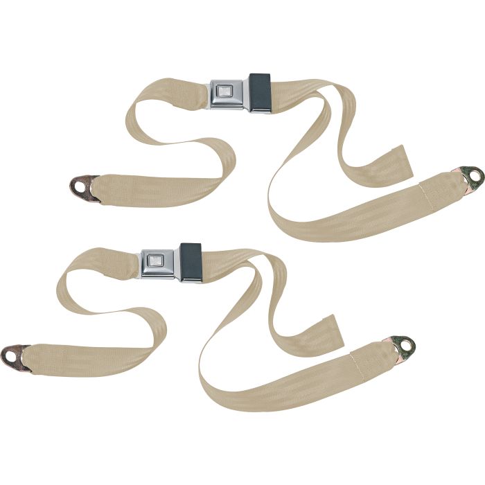 PUSH BUTTON 2PT LAP BELTS-TAN