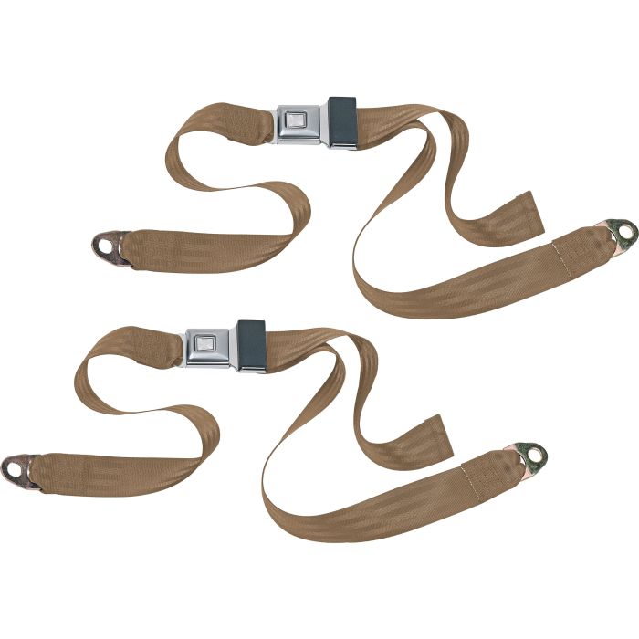 PUSH BUTTON 2PT LAP BELTS-BROWN