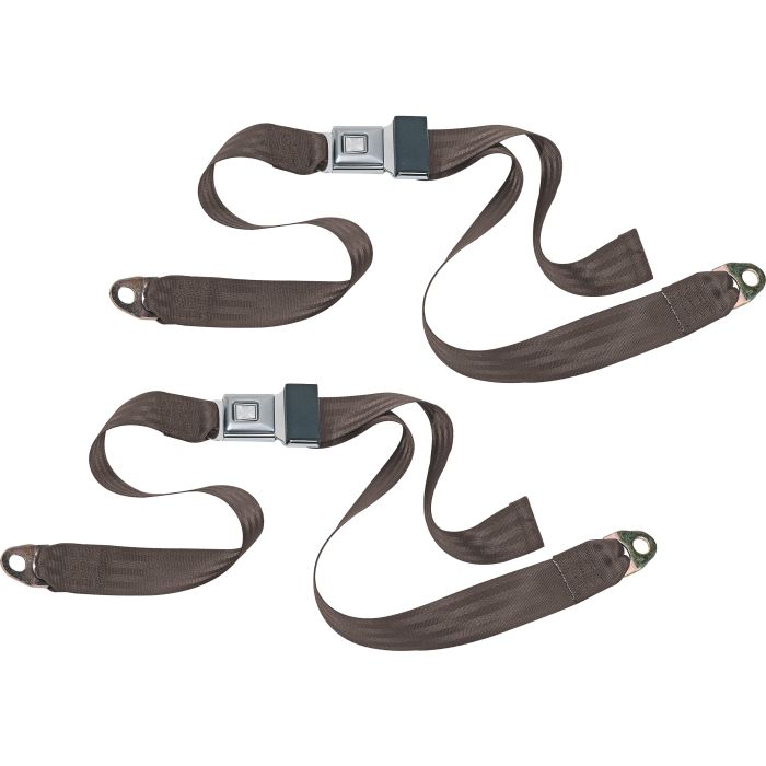 PUSH BUTTON 2PT LAP BELTS-DARK BROWN