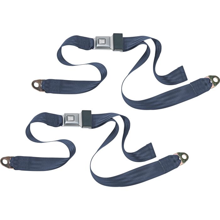 PUSH BUTTON 2PT LAP BELTS-BLUE
