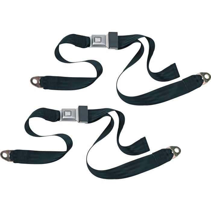 PUSH BUTTON 2PT LAP BELTS-DARK GREEN