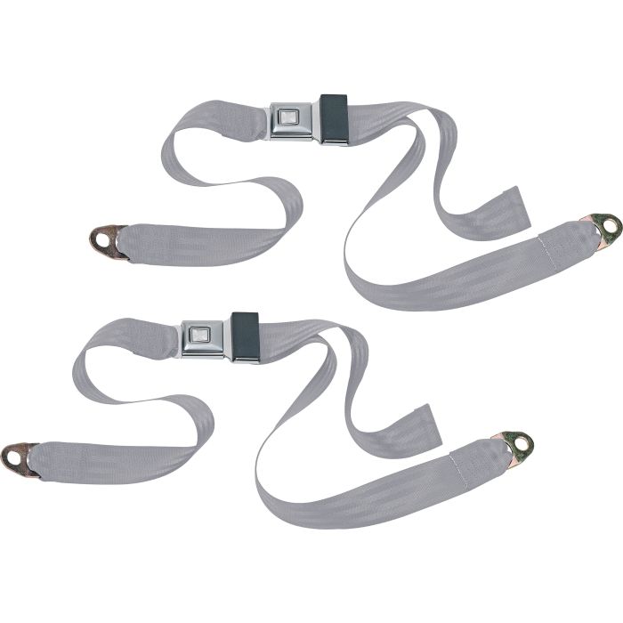 PUSH BUTTON 2PT LAP BELTS-GRAY