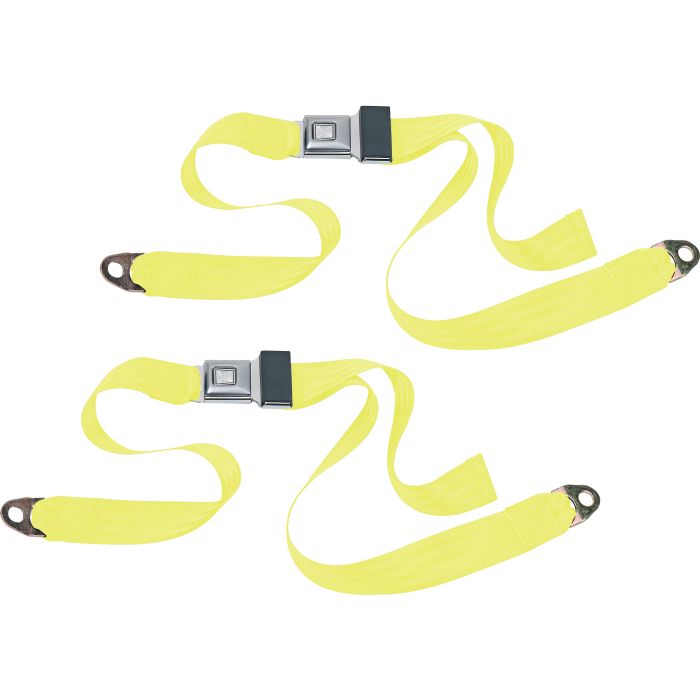 PUSH BUTTON 2PT LAP BELTS-YELLOW