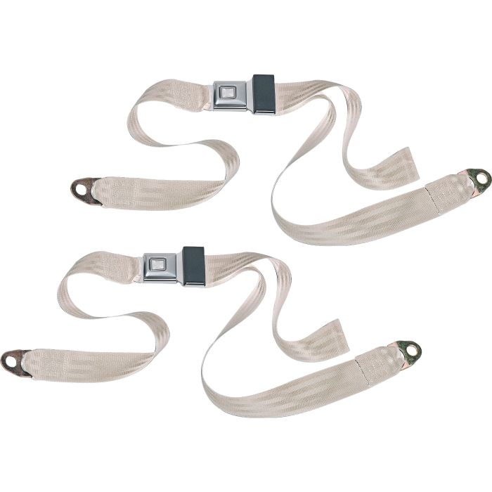 PUSH BUTTON 2PT LAP BELTS-WHITE
