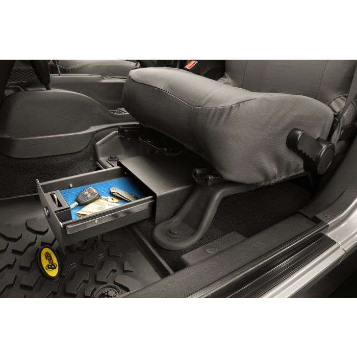 Bestop 42640-01 Locking Under Seat Storage Box in Textured Black for 07-10 Jeep Wrangler & 07-18 Wrangler Unlimited JK Driver Side