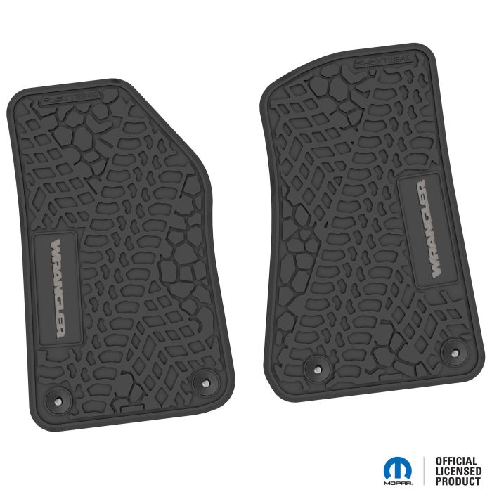 18-24 Jeep JL 2 Dr Front -Tire Tread/Scorched Earth Scene w/ Wrangler Insert - Black w/ Silver Insert