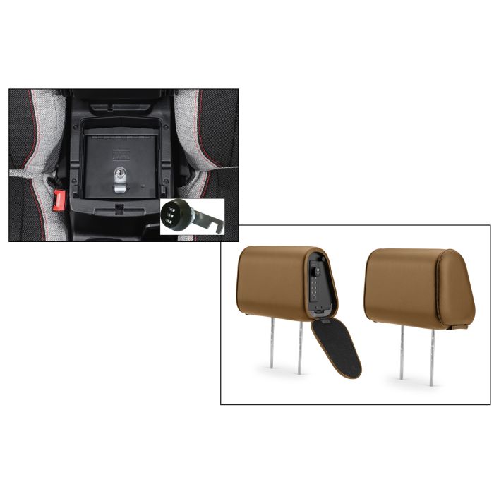 Tuffy Console Safe w/ Combo Lock w/Headrest safe Tan Vinyl for Jeep JL Wrangler & Gladiator