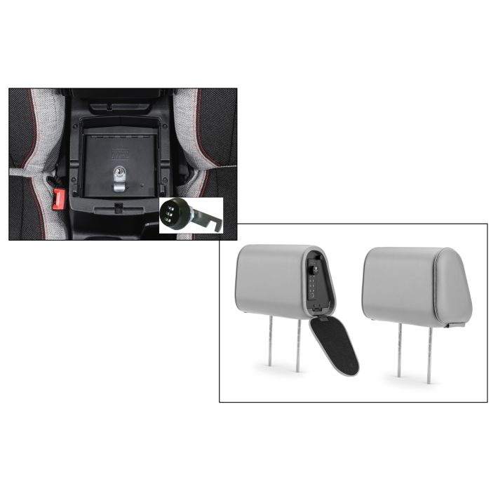 Tuffy Console Safe w/ Combo Lock w/Headrest safe Light Gray Vinyl for Jeep JL Wrangler & Gladiator
