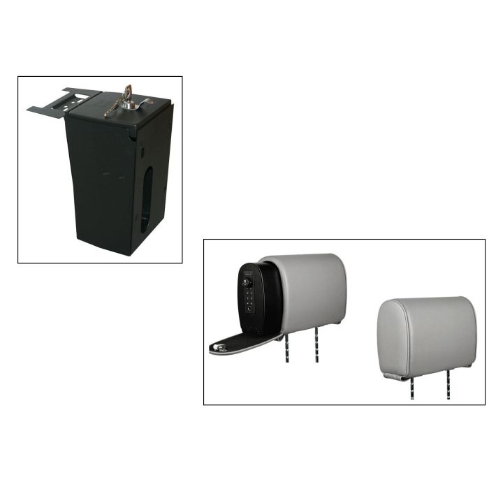 Tuffy Console Safe w/ Cam Lock w/Headrest safe Dark Gray Vinyl for Jeep JK Wrangler