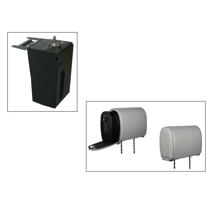 Tuffy Console Safe w/ Cam Lock w/Headrest safe Dark Gray Vinyl for Jeep JK Wrangler
