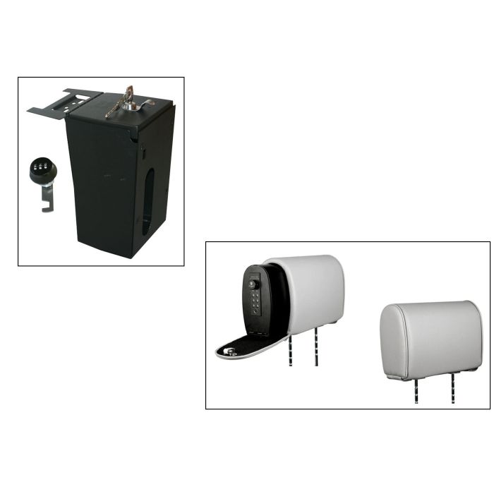 Tuffy Console Safe w/ Combo Lock w/Headrest safe Light Gray Vinyl for Jeep JK Wrangler