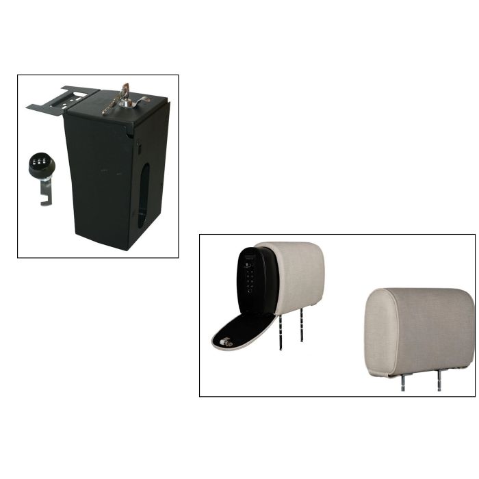 Tuffy Console Safe w/ Combo Lock w/Headrest safe Light Gray Cloth for Jeep JK Wrangler