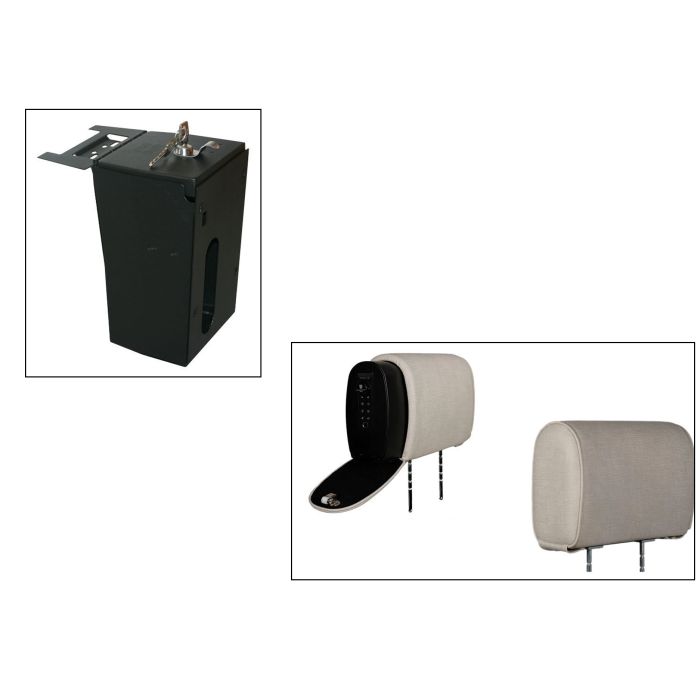 Tuffy Console Safe w/ Cam Lock w/Headrest safe Light Gray Cloth for Jeep JK Wrangler