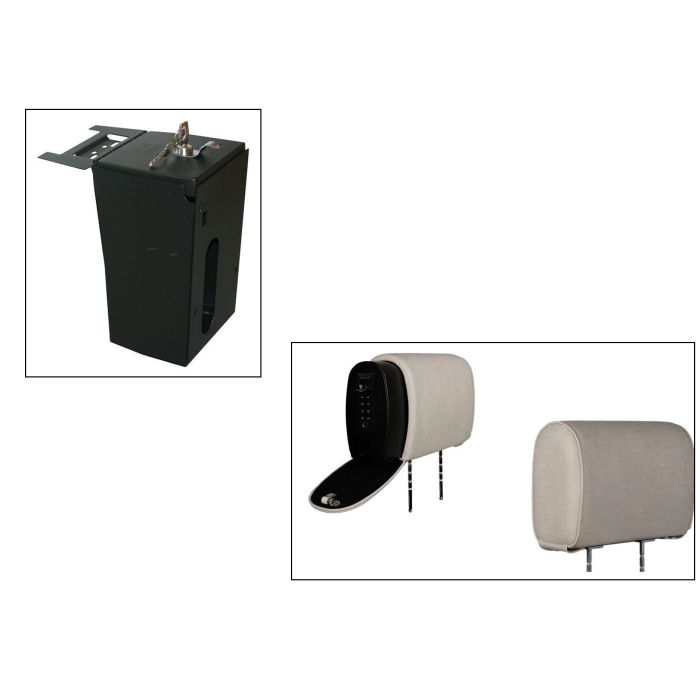 Tuffy Console Safe w/ Cam Lock w/Headrest safe Light Gray Cloth for Jeep JK Wrangler