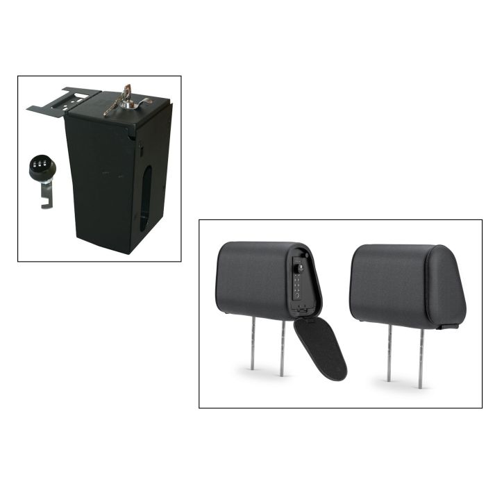 Tuffy Console Safe w/ Combo Lock w/Headrest safe Charcoal Cloth for Jeep JK Wrangler
