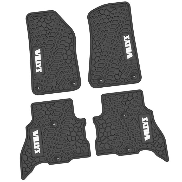 21-24 Jeep 4xe Front and RearTire Tread/Scorched Earth Scene w/ Willys Insert - Black w/ White Insert