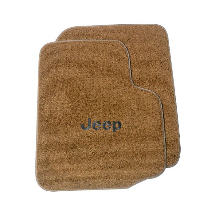 FLOOR MATS-TAN W/BLACK LOGO 97+ TJ