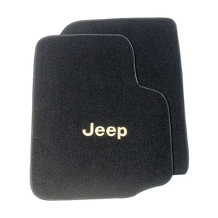 FLOOR MATS-TAN W/BLACK LOGO 87-95 YJ