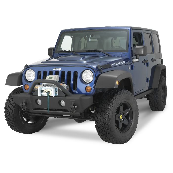 Rampage Products 88509 Front Stubby Recovery Bumper in Matte Black for 07-21 Jeep Wrangler JL, JK & Gladiator JT