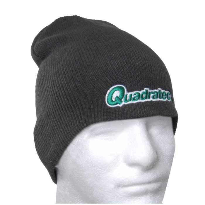 KNIT BEANIE HAT-QUADRATEC LOGO-CHARCOAL