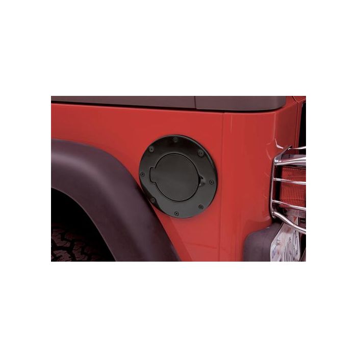 Smittybilt 75006 Aluminum Fuel Door in Black for 97-06 Jeep Wrangler TJ