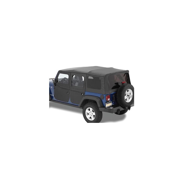 Bestop  Supertop NX Soft Top with 2 Piece Soft Doors and Tinted Windows In Black Diamond for 07-18 Jeep Wrangler Unlimited JK 4 Door