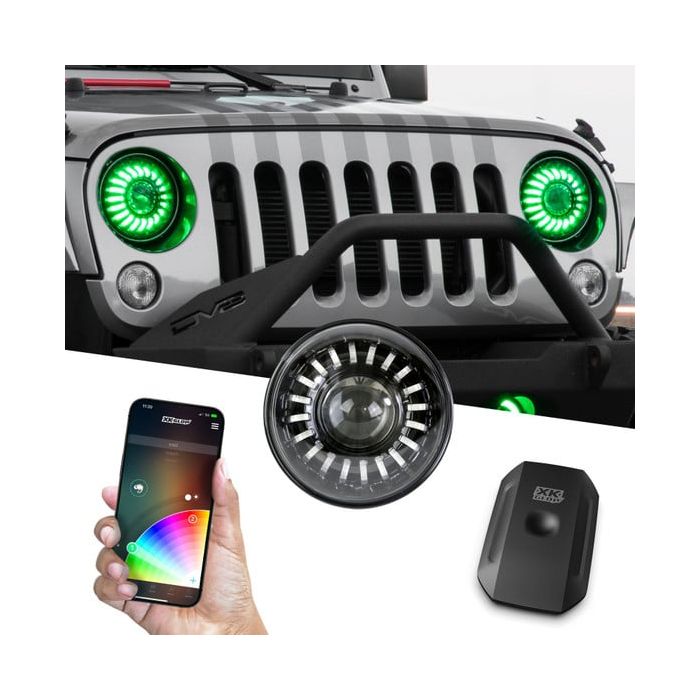 XKGLOW  7" LED Headlight Kit XKchrome Smartphone App for 97-25 Jeep Wrangler TJ, JK, JL, & Gladiator JT