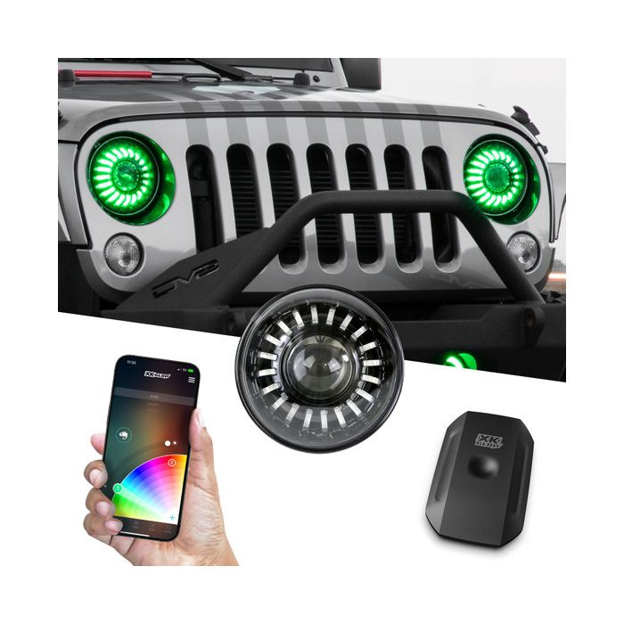 XKGLOW  7" LED Headlight Kit XKchrome Smartphone App for 97-26 Jeep Wrangler TJ, JK, JL, & Gladiator JT