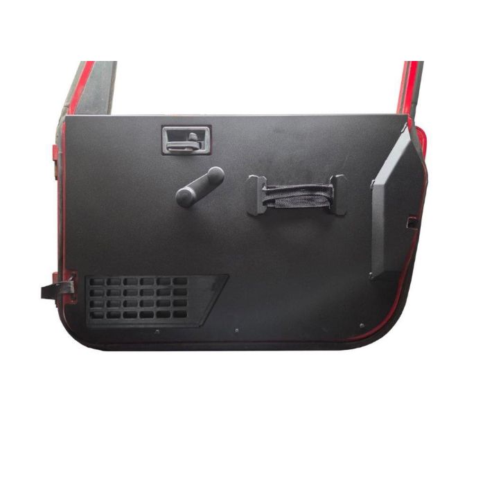 INTERIOR DOOR PANELS FOR FULL DOORS w/INTEGRATED POCKET - PR - FLAT ALUM BLK PC 97-06 TJ/LJ