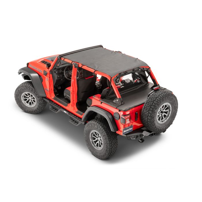 Bimini Top Plus, Regular Wind Stopper/Tonneau Cover 3 piece Combo, 2018-current Jeep JLU Wrangle Black Diamond