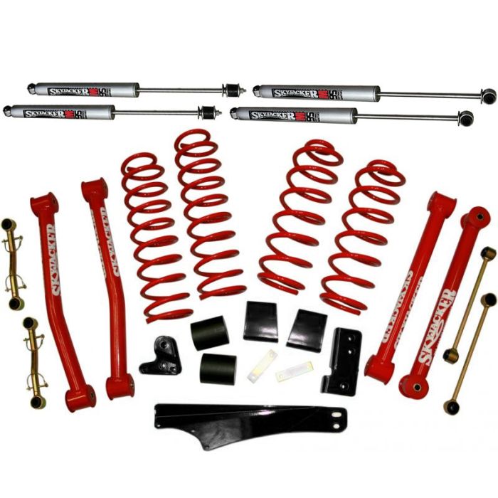 Skyjacker JK2501KCRM 2.5" Standard Lift Kit with M95 Performance Shocks and Lower Arms in Classic Red for 07-18 Jeep Wrangler Unlimited JK 4 Door