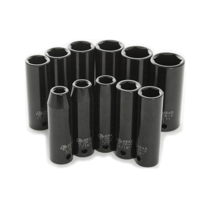 10PC 1/2 DR SAE DEEP IMPACT SCKET SET