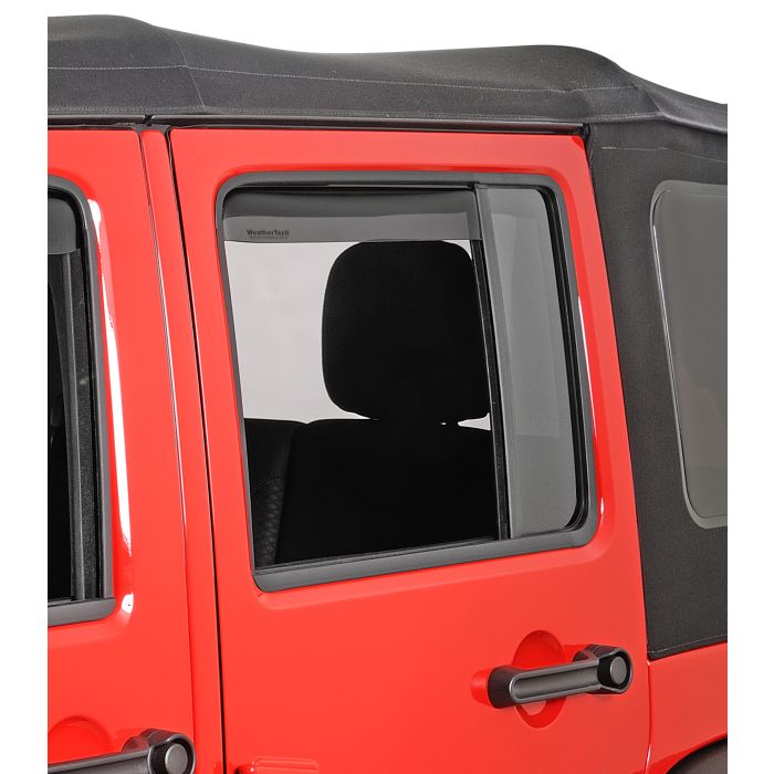 WeatherTech 81443IM Rear Side Window Deflectors in Dark Smoke for 07-18 Jeep Wrangler Unlimited JK