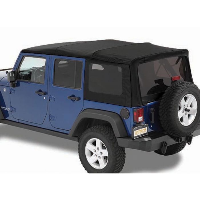 Bestop 7983717 Twill Replace-a-top Soft Top with Tinted Windows without Doors in Black for 07-09 Jeep Wrangler Unlimited JK 4 Door