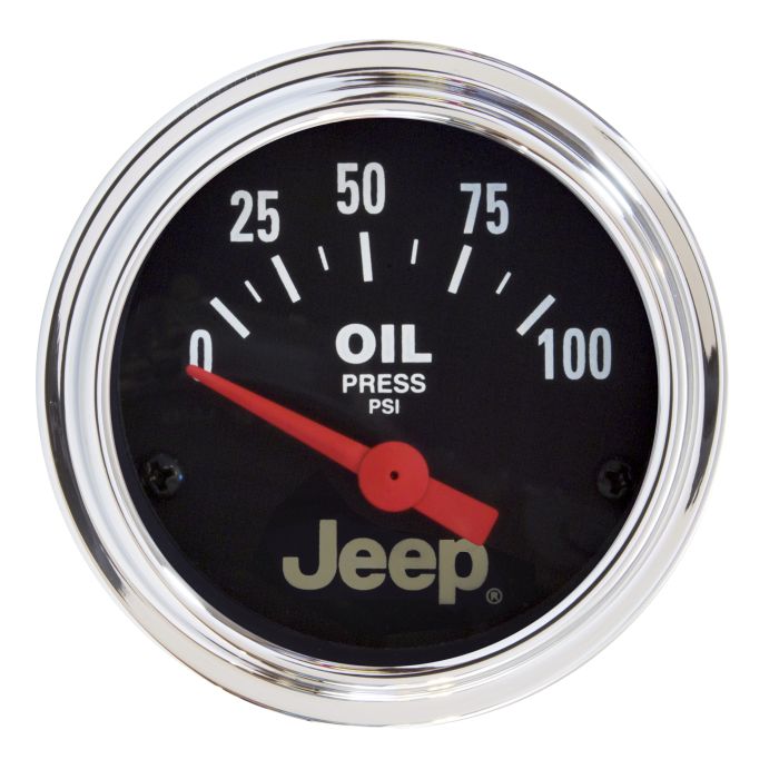 Auto Meter 880240 Jeep Logo 2 1/16" Diameter Electrical Oil Pressure Gauge (Measures from 0 - 100 PSI) 