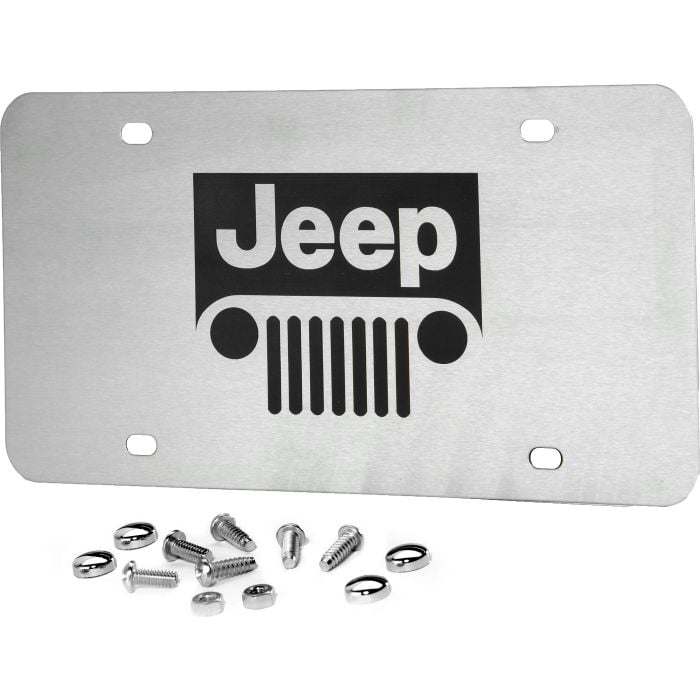 Automotive Gold PLJEEGES Laser Etched Stainless Steel Jeep Grille Logo License Plate 