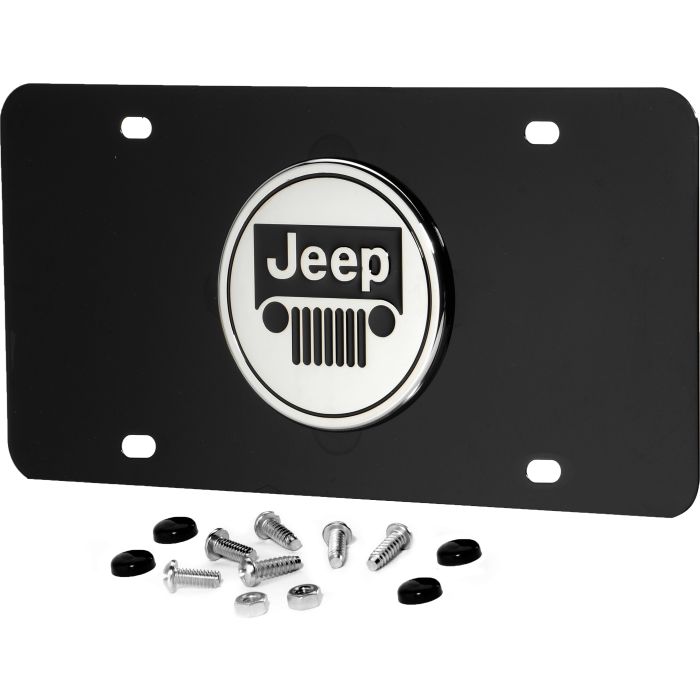 AUG 3D LOGO BLK PC JEEP GRILLE PLATE